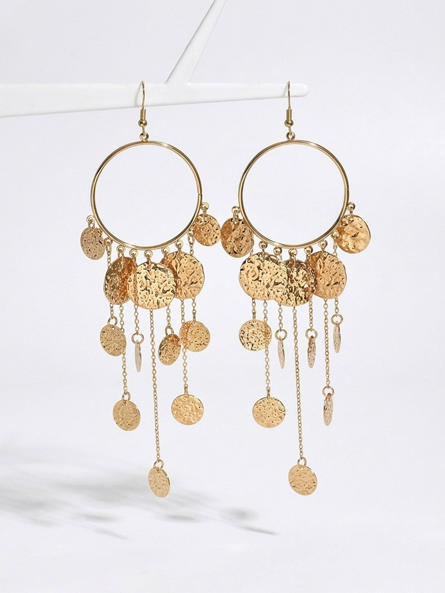 Round Geometric Tassels Earring