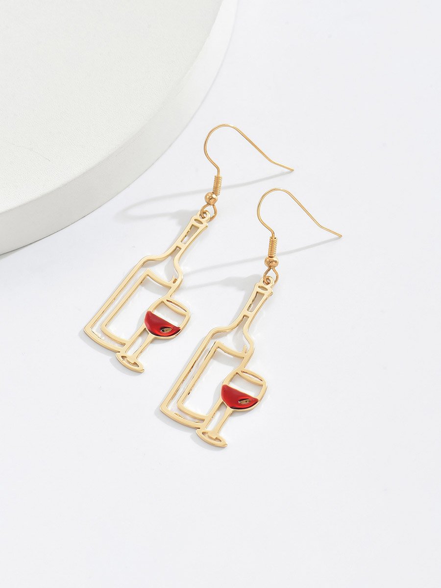 Gold Wine Bottle Dangle Earrings
