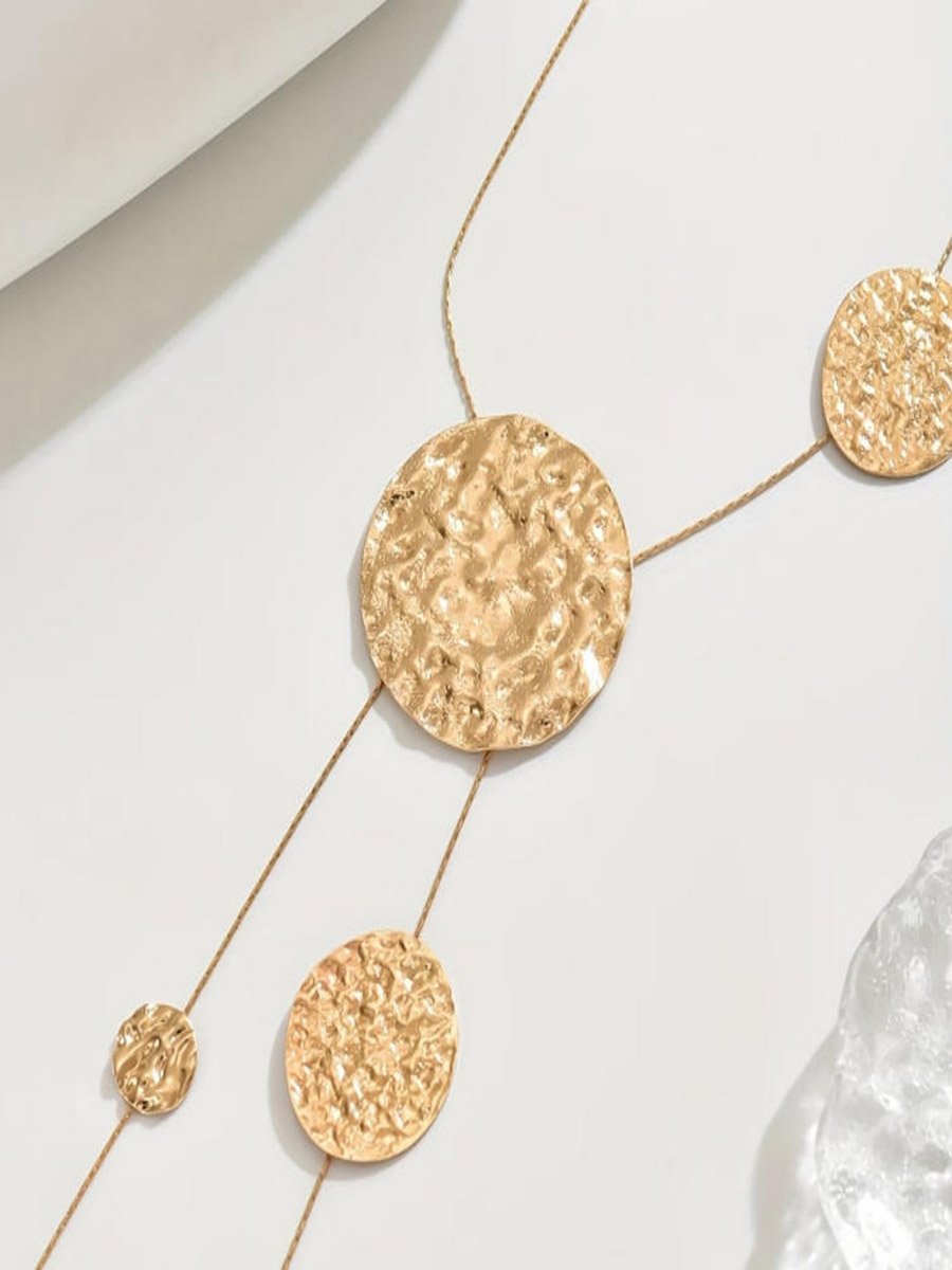 Round Disc Geometric Long Tassel Necklace