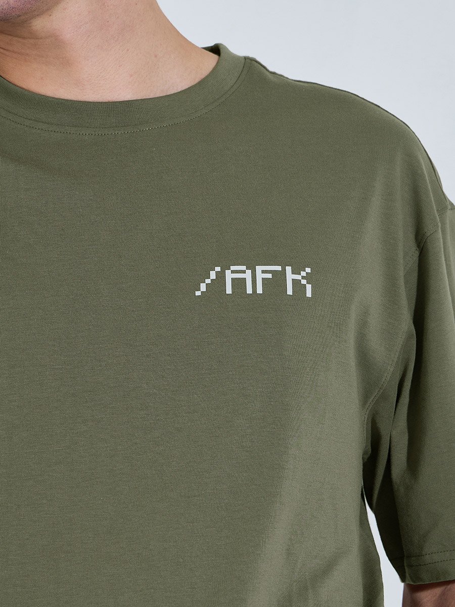 Olive Graphic Print Crew Neck T-Shirt