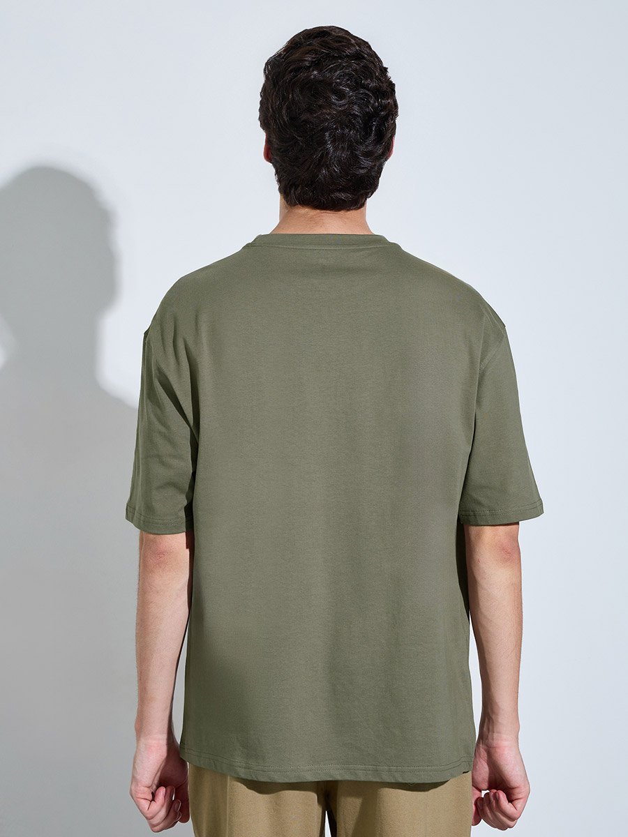 Olive Graphic Print Crew Neck T-Shirt