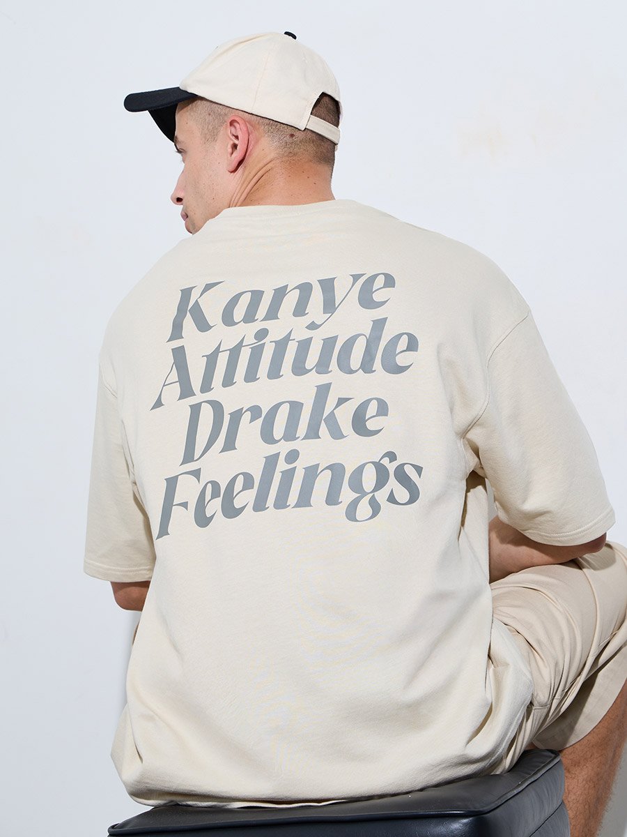 Men Oversize Back Graphic Print Terry T-Shirt