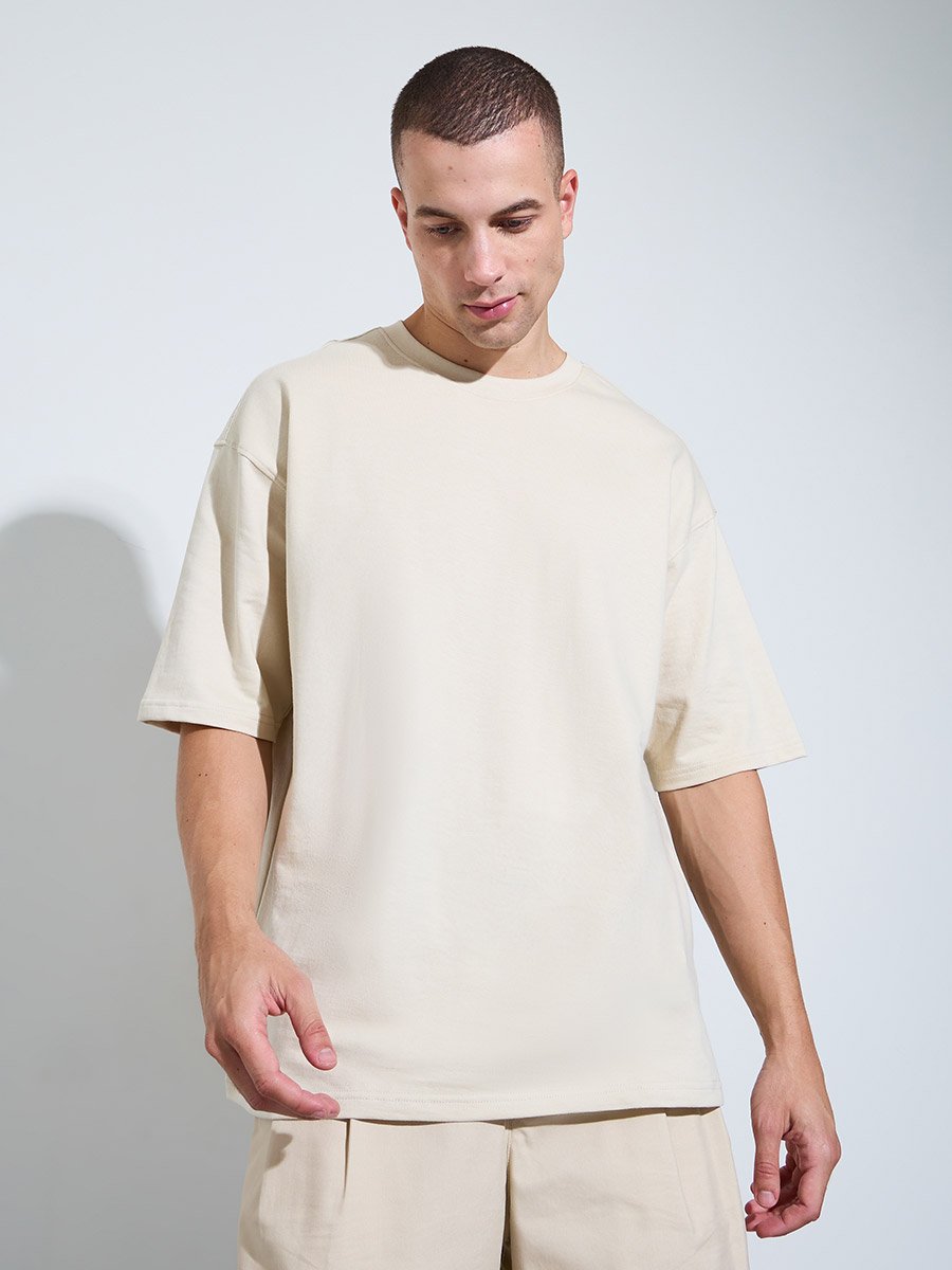 Men Oversize Back Graphic Print Terry T-Shirt