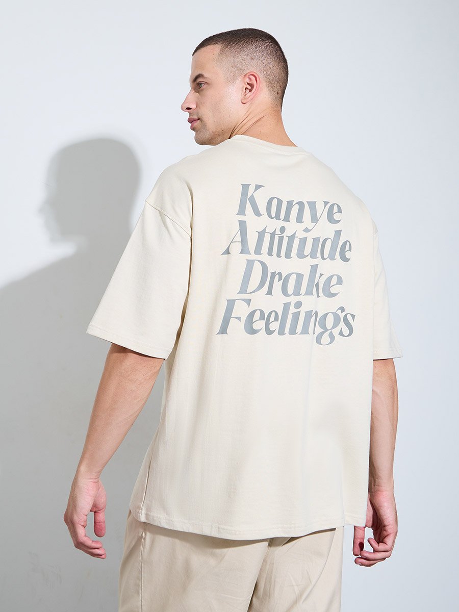 Men Oversize Back Graphic Print Terry T-Shirt