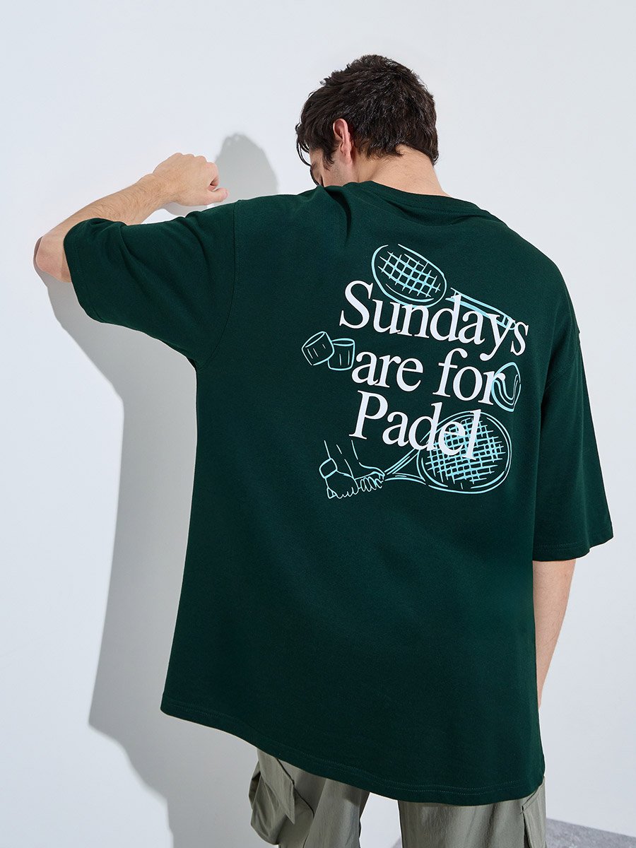 Men Oversized Back Graphic Print Terry T-Shirt