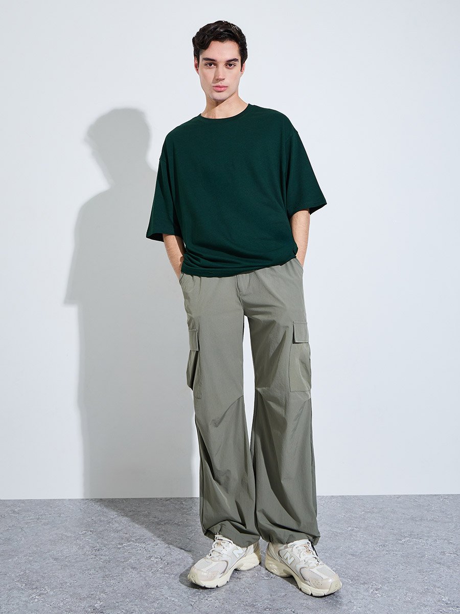 Men Oversized Back Graphic Print Terry T-Shirt