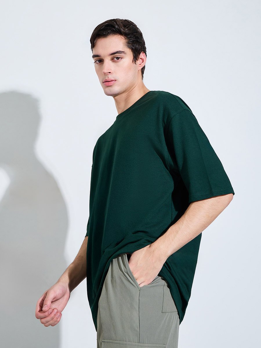 Men Oversized Back Graphic Print Terry T-Shirt