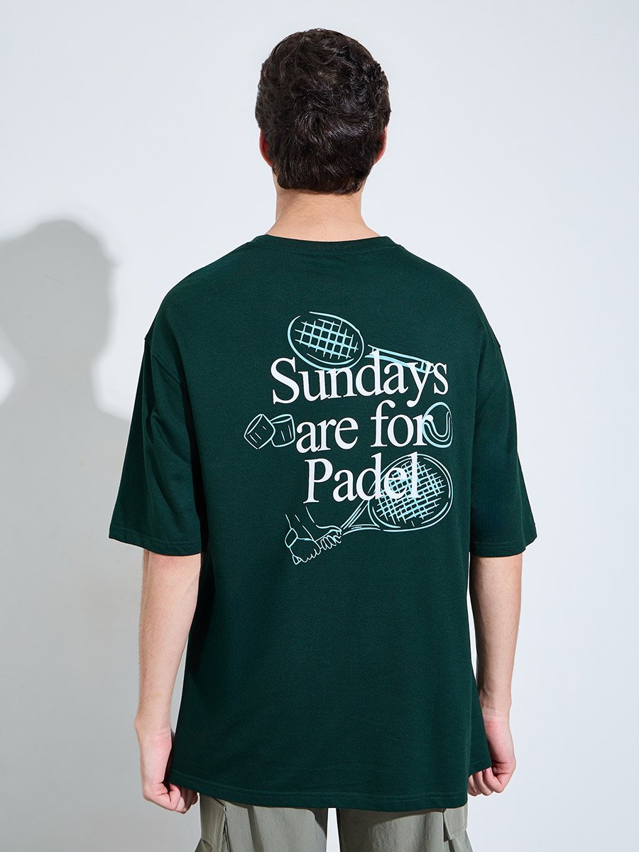 Men Oversized Back Graphic Print Terry T-Shirt