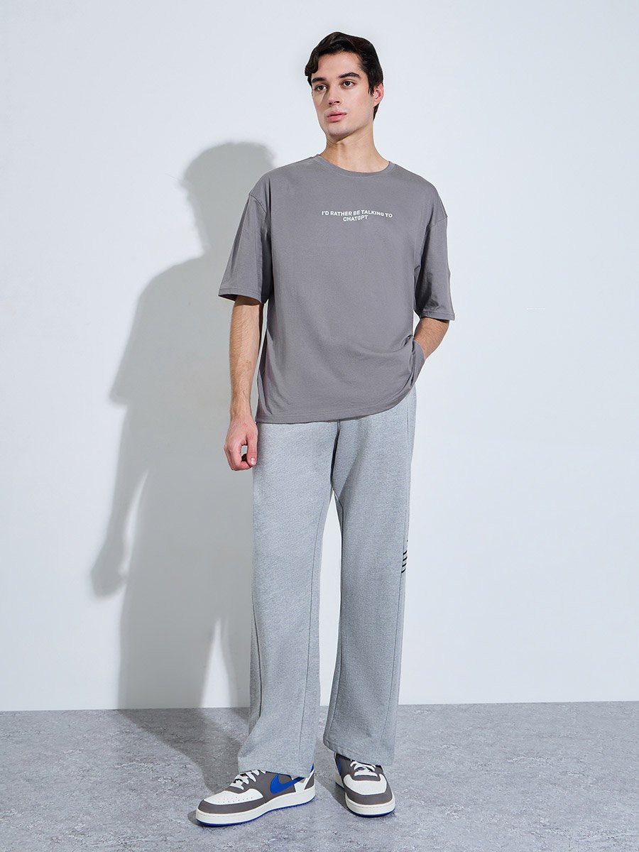 Grey Graphic Print Oversized T-Shirt