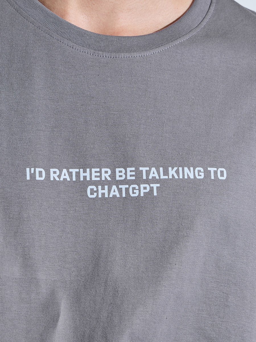 Grey Graphic Print Oversized T-Shirt