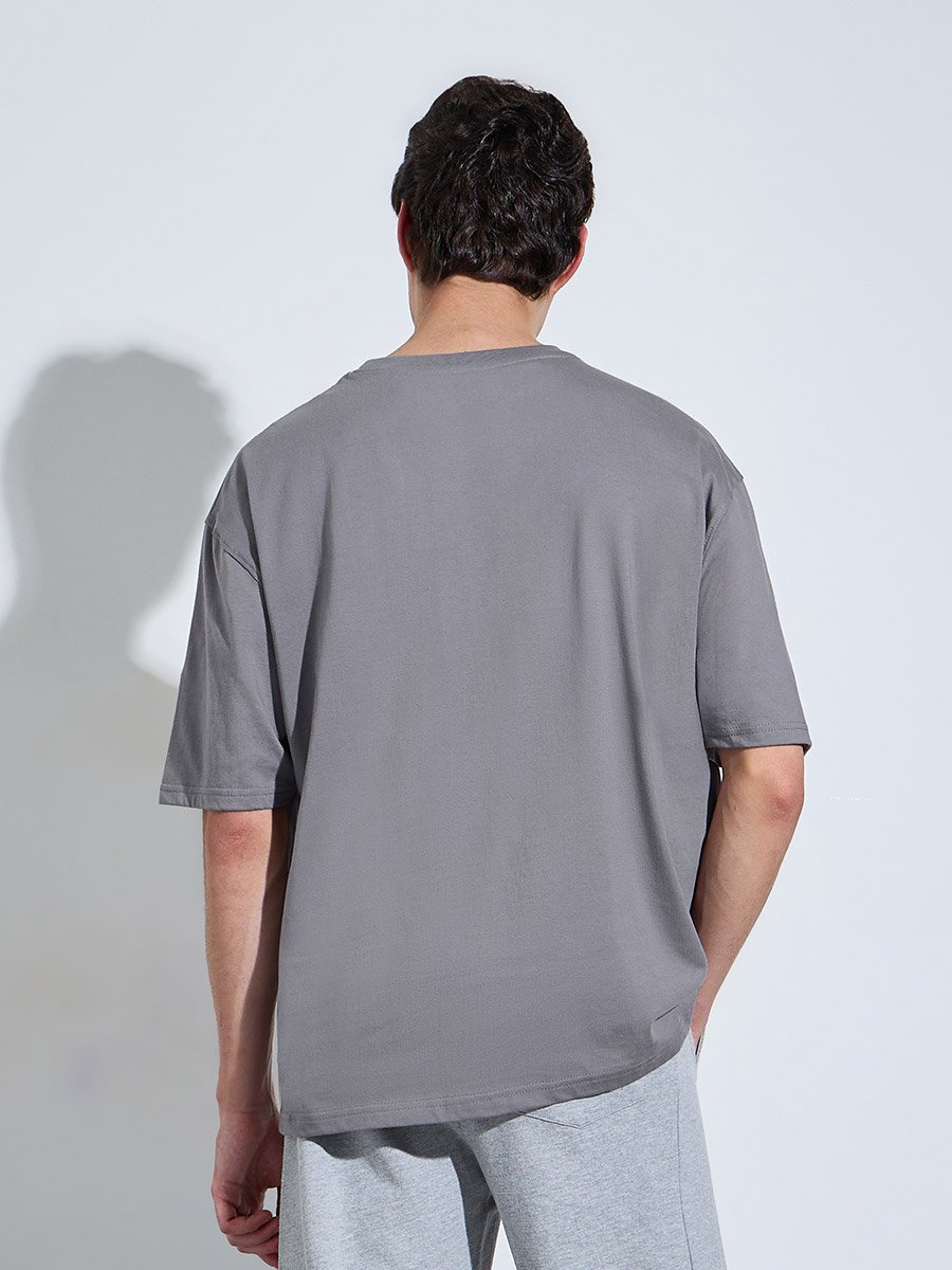 Grey Graphic Print Oversized T-Shirt