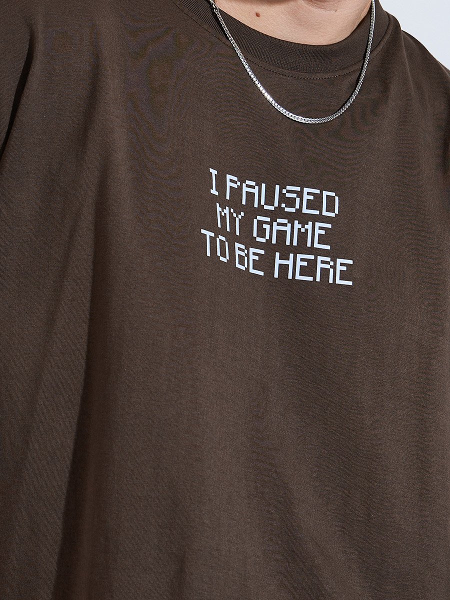 Men Brown Graphic Print Oversized T-Shirt