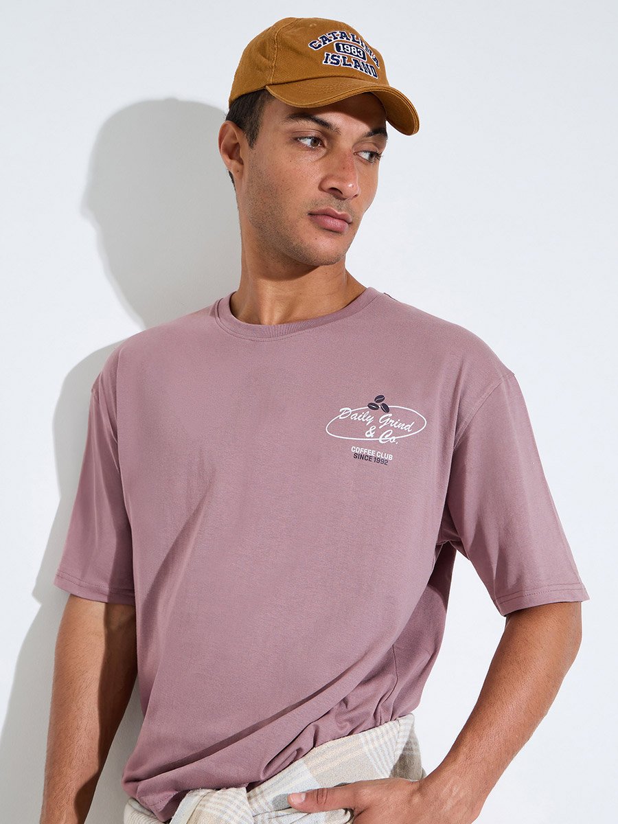 Purple Graphic Print Oversized T-Shirt