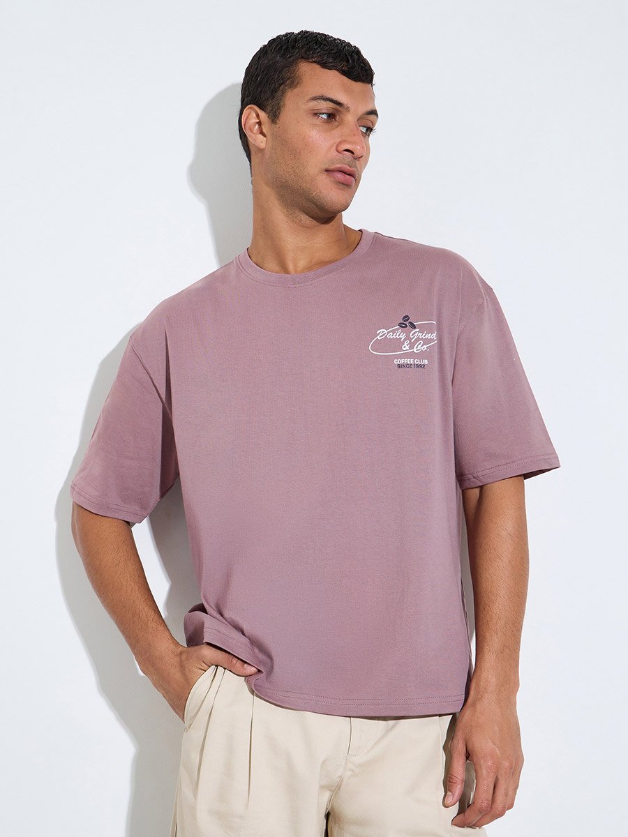 Purple Graphic Print Oversized T-Shirt