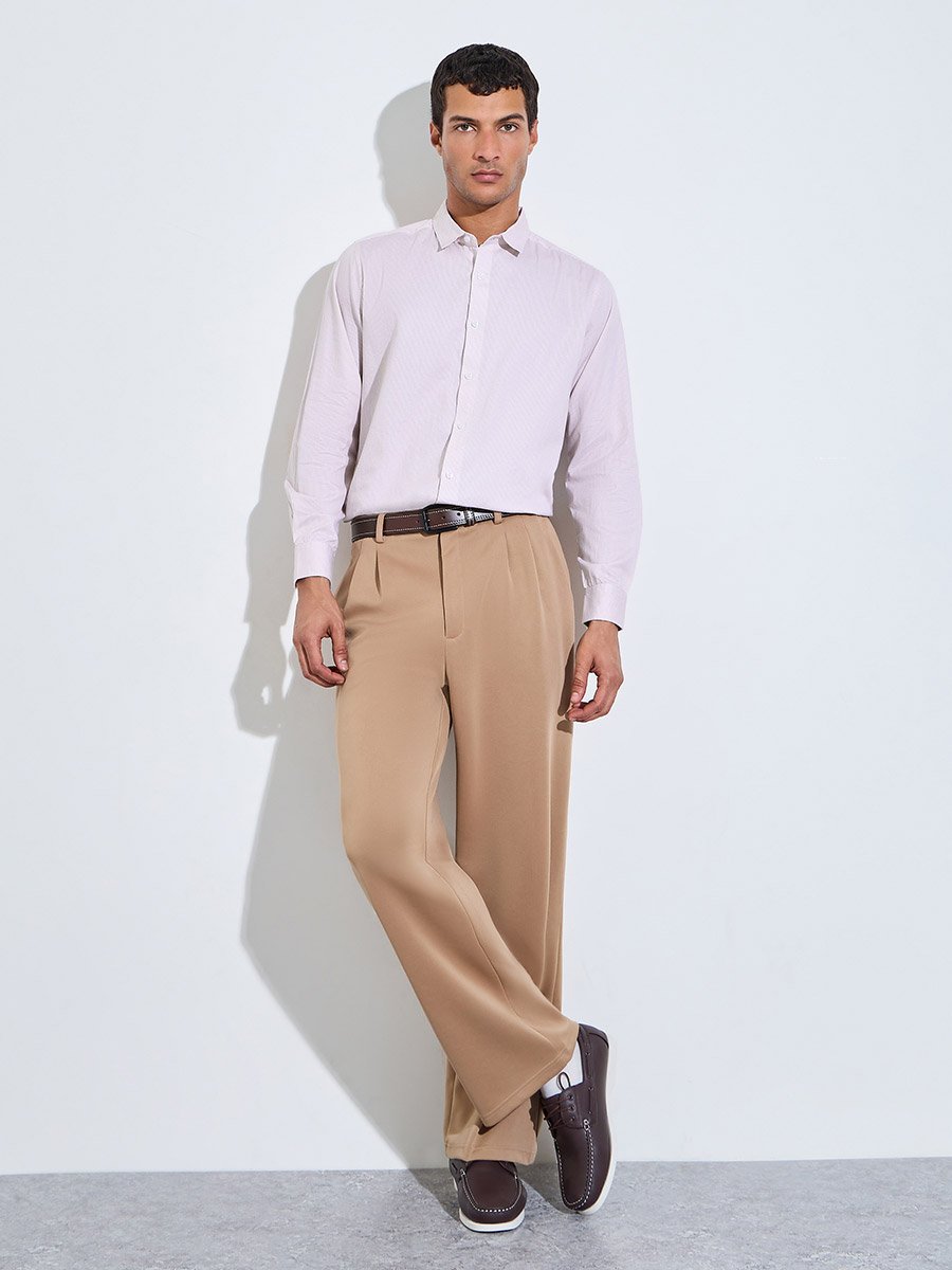 Pink Checked Long Sleeves Regular Fit Shirt