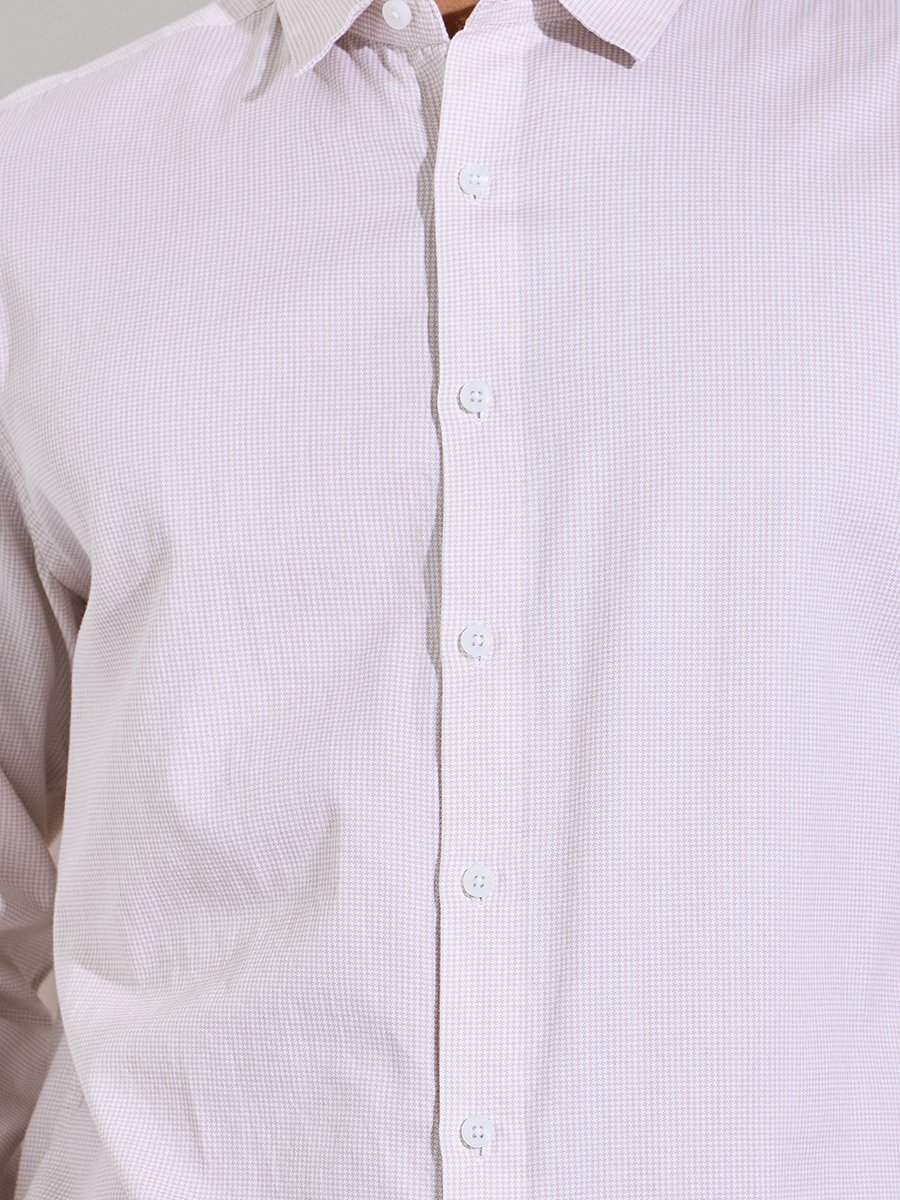 Pink Checked Long Sleeves Regular Fit Shirt