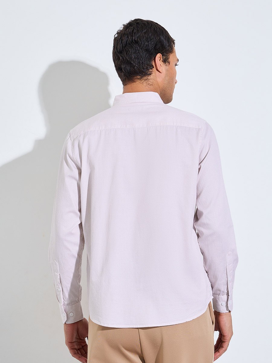 Pink Checked Long Sleeves Regular Fit Shirt