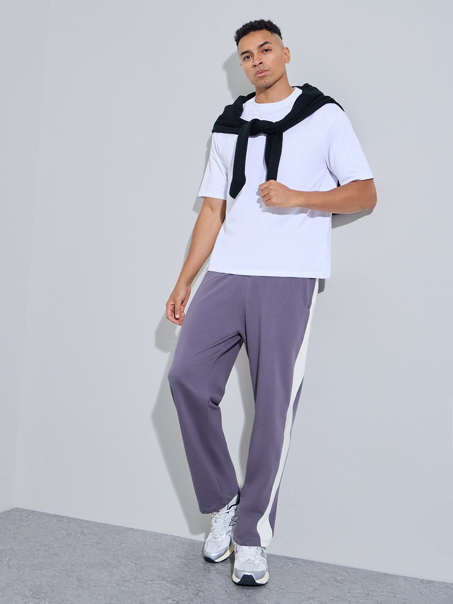 Men White Oversized Back Slogan Print Terry T-Shirt