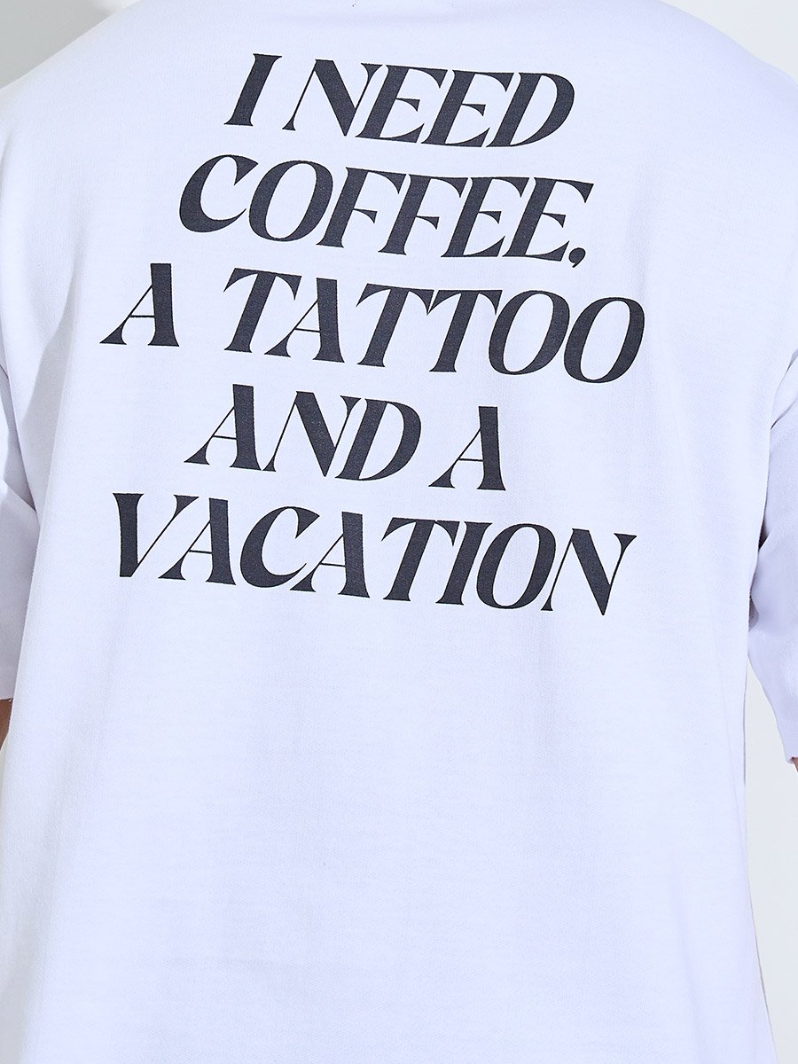 Men White Oversized Back Slogan Print Terry T-Shirt