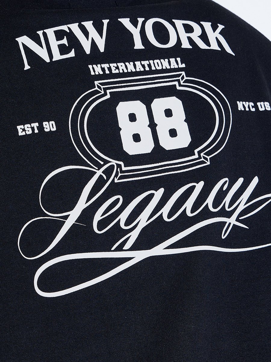 Black Graphic Print Crew Neck Oversized T-Shirt