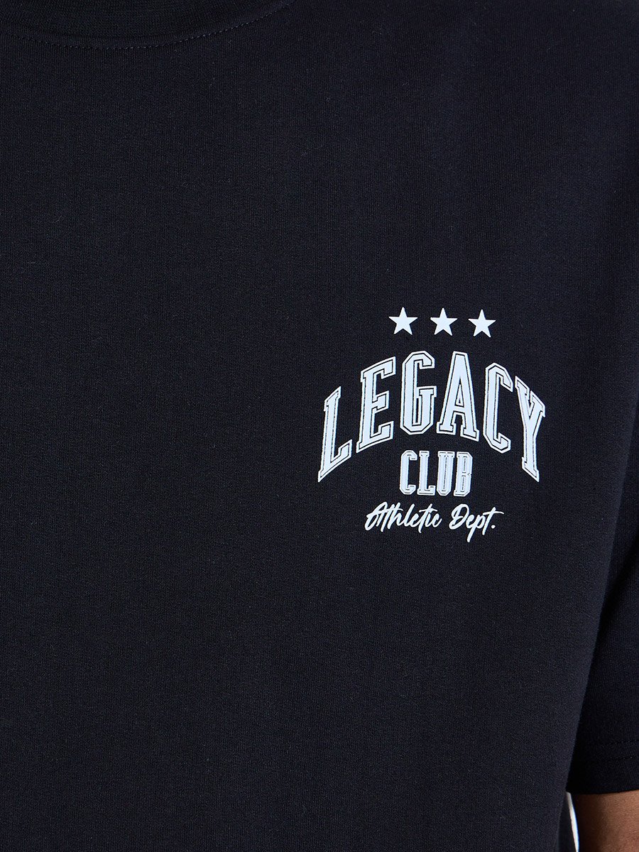 Men Black Oversized Typographic Print Terry T-Shirt