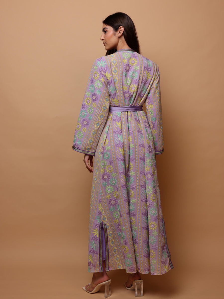 Karam Embroidered Jalabiya with Tie-Belt