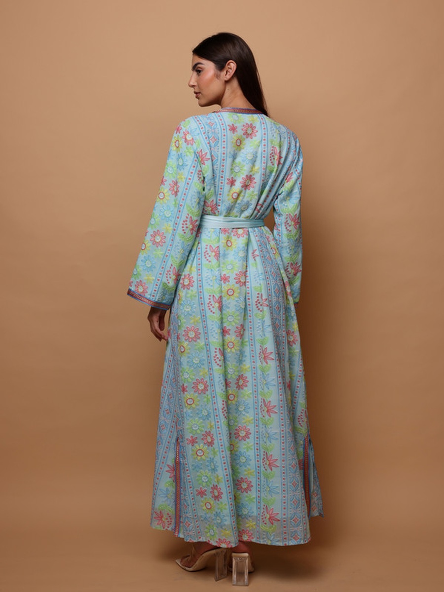 Karam Embroidered Jalabiya with Tie-Belt
