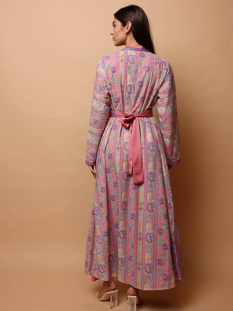 Sondos Embroidered Jalabiya with Tie-Belt