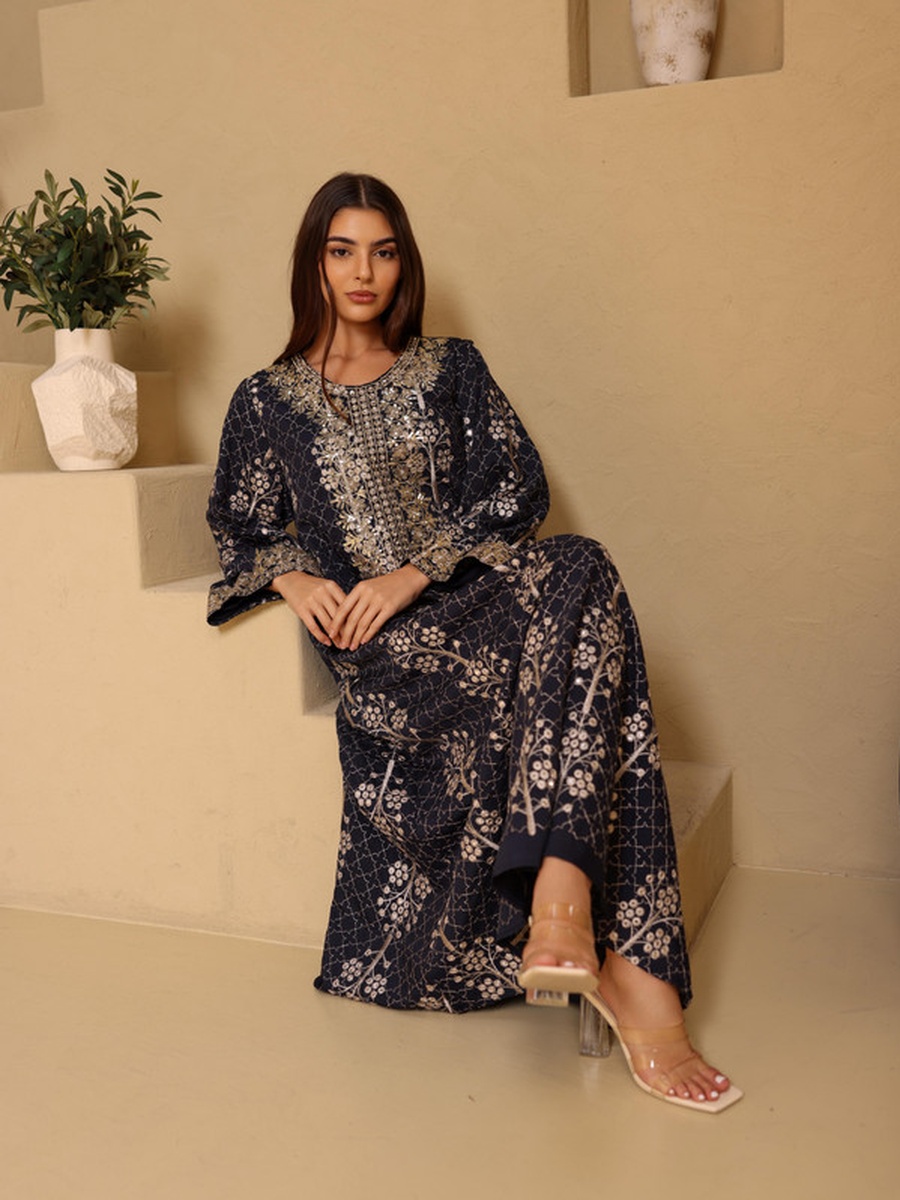 Widad Embroidered Mirror-Work Jalabiya
