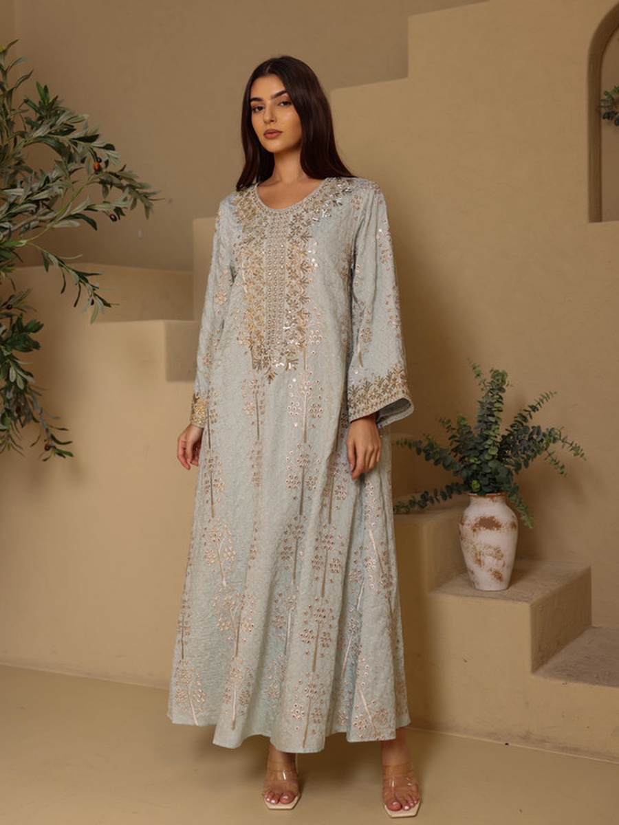 Widad Embroidered Mirror-Work Jalabiya