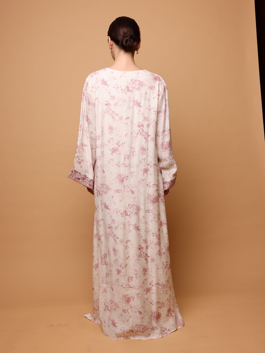 Shaden Floral Print Flared Sleeve Jalabiya
