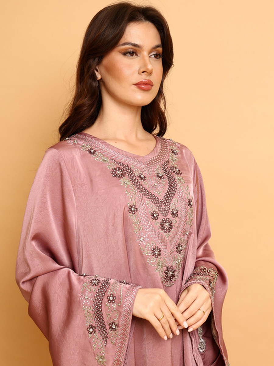 Amwaj Embellished V Neck Jalabiya
