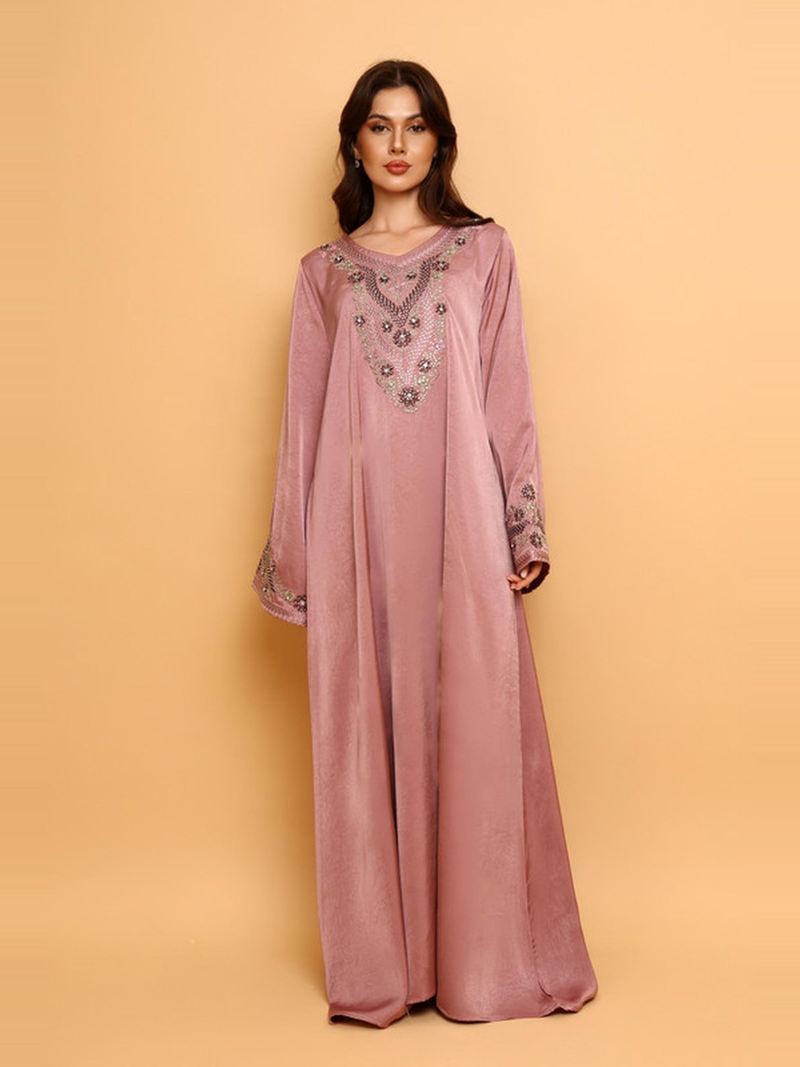 Amwaj Embellished V Neck Jalabiya