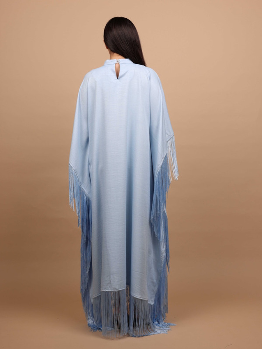 Shimmering Diamond Pattern Jalabiya with Fringes