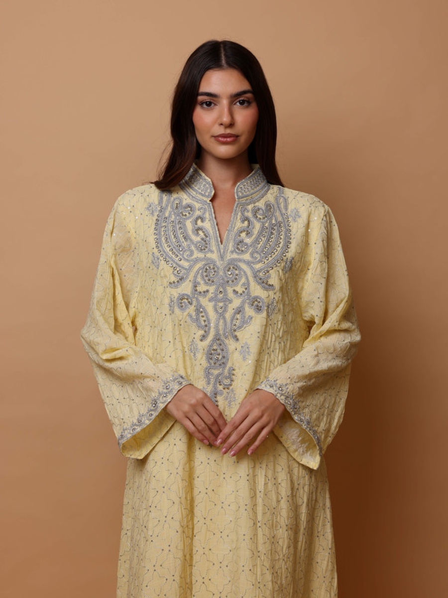 Tharaa Embellished Flared Sleeve Jalabiya 