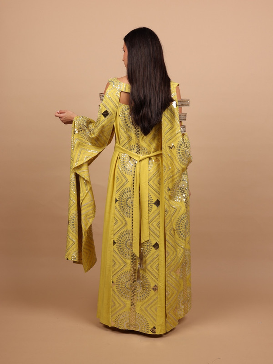 Sage Embellished Cut-Out Sleeve Jalabiya