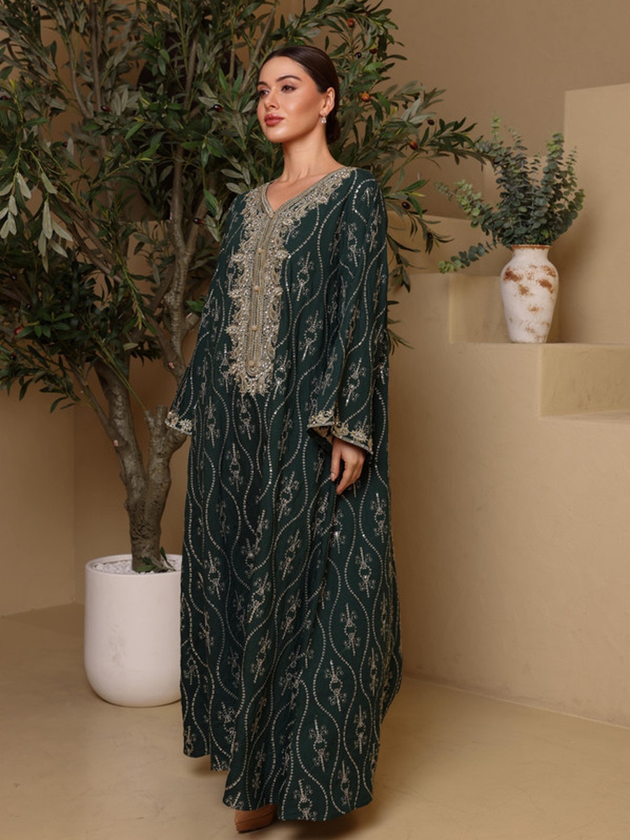 Hadeel Embellished Flared Sleeves Jalabiya