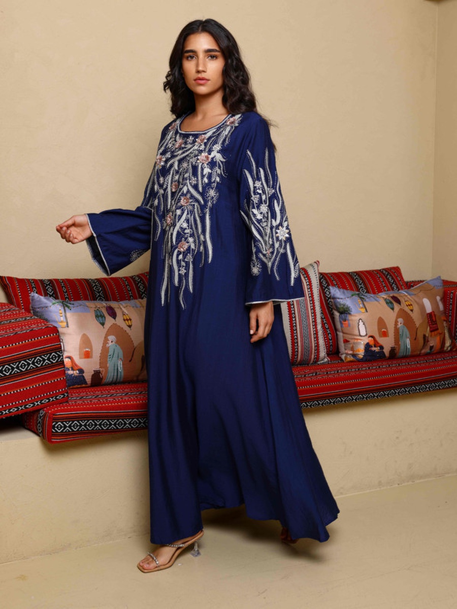 Qayla Flower Applique Patterned Jalabiya