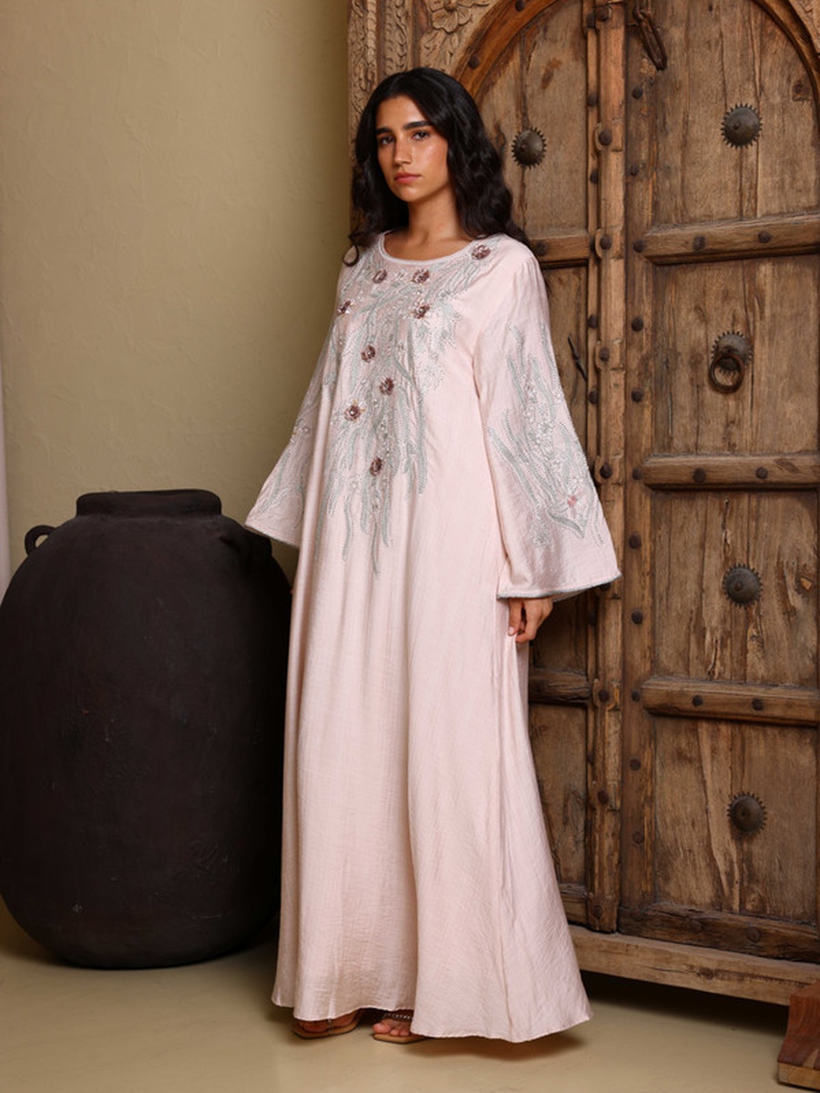 Qayla Flower Applique Patterned Jalabiya