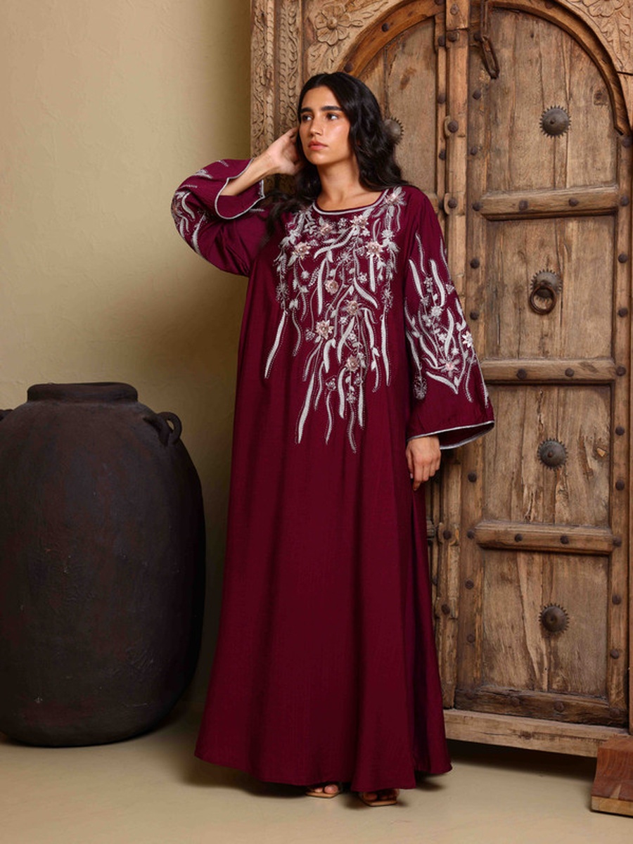 Qayla Flower Applique Patterned Jalabiya
