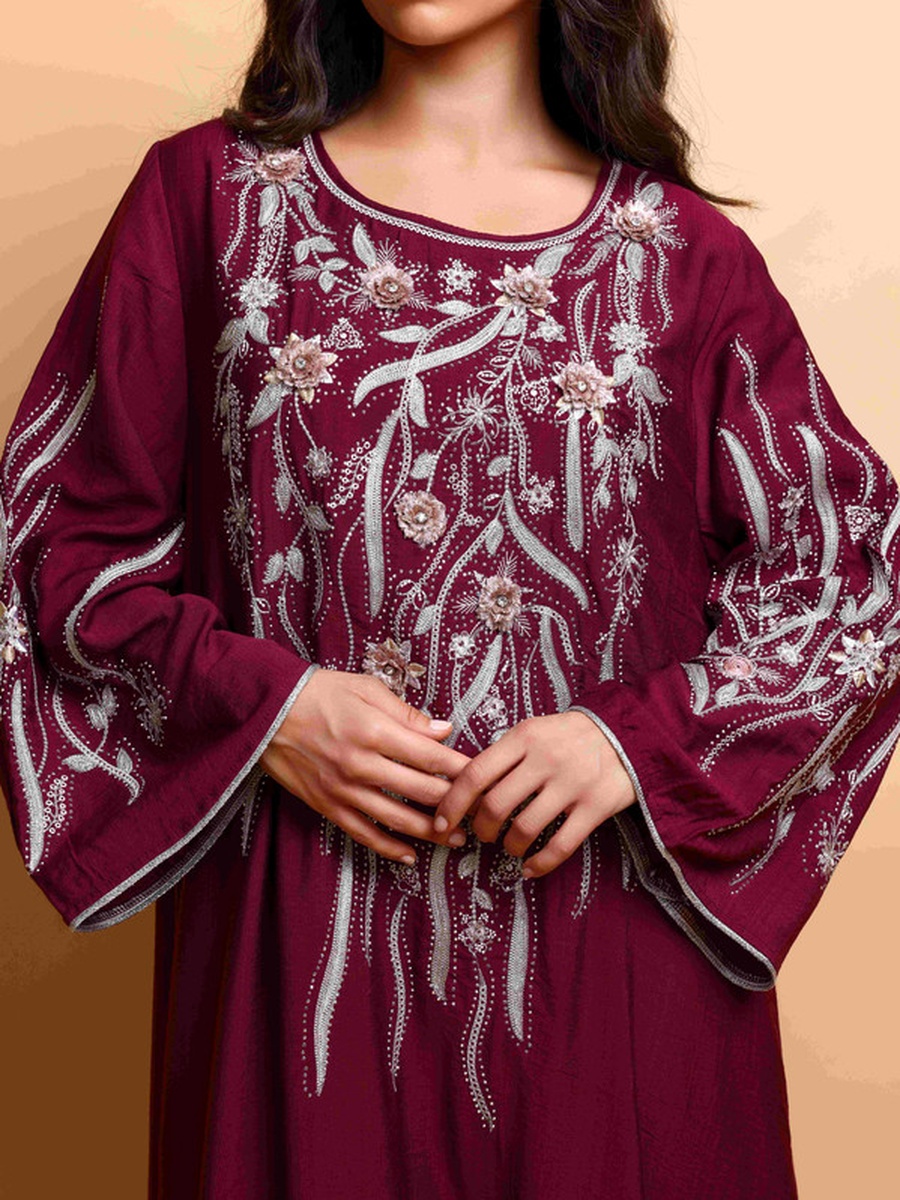Qayla Flower Applique Patterned Jalabiya