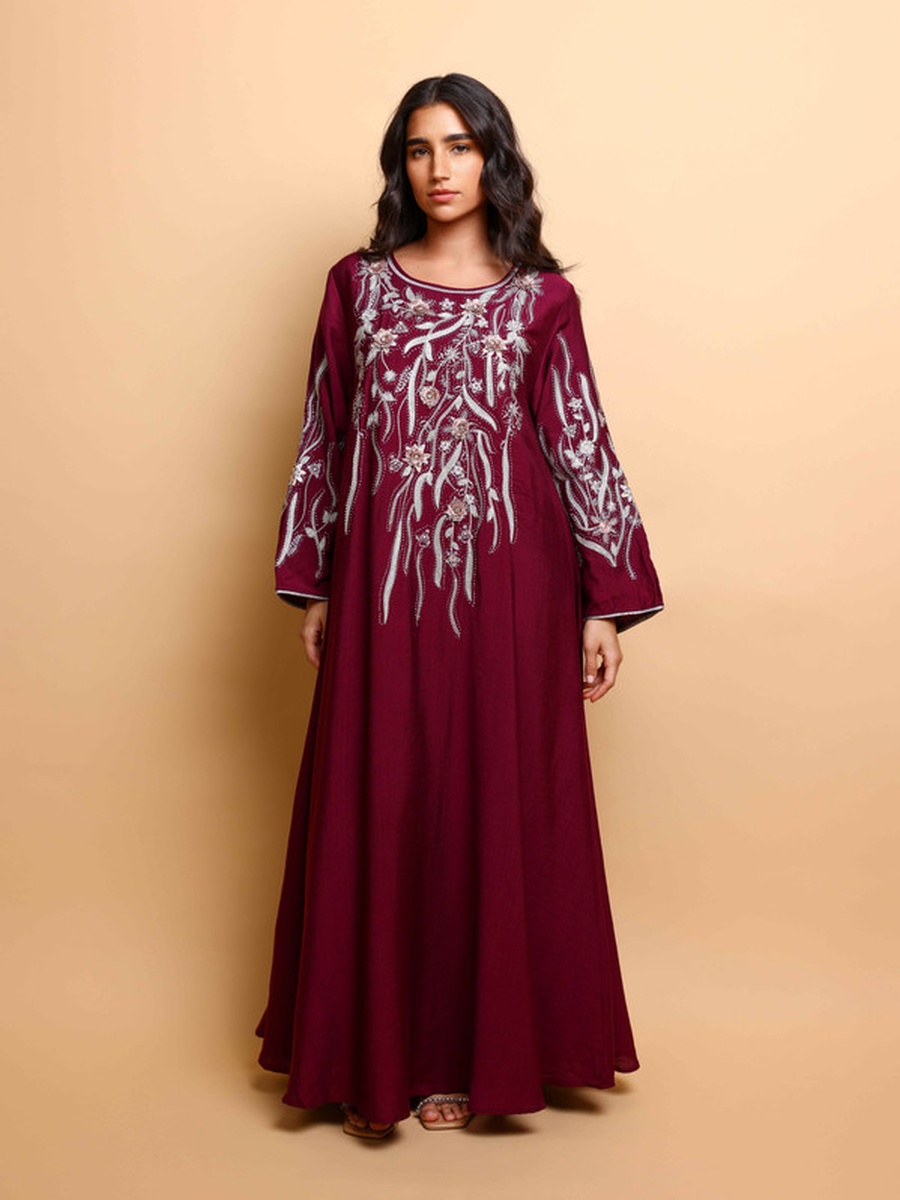 Qayla Flower Applique Patterned Jalabiya