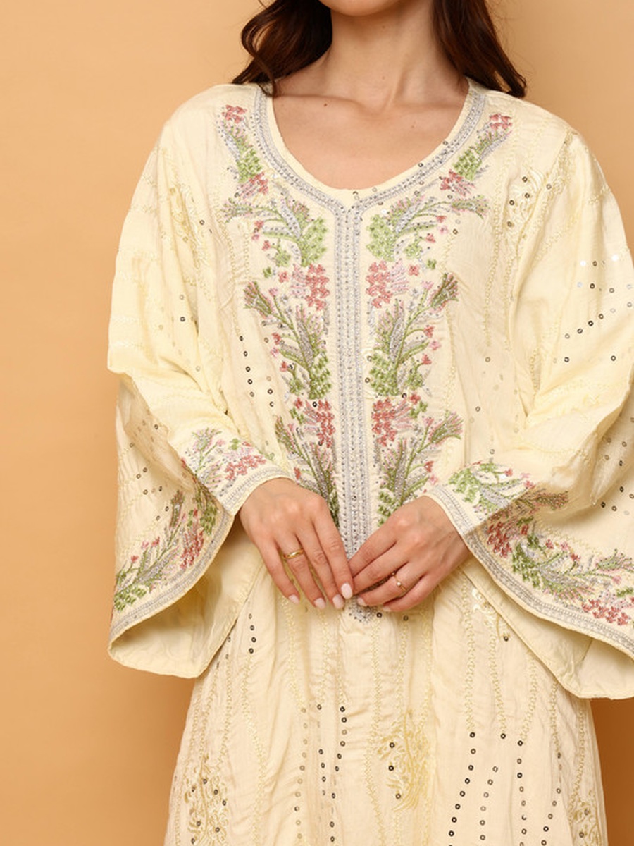 Turath Embroidered Sequin Detail Jalabiya
