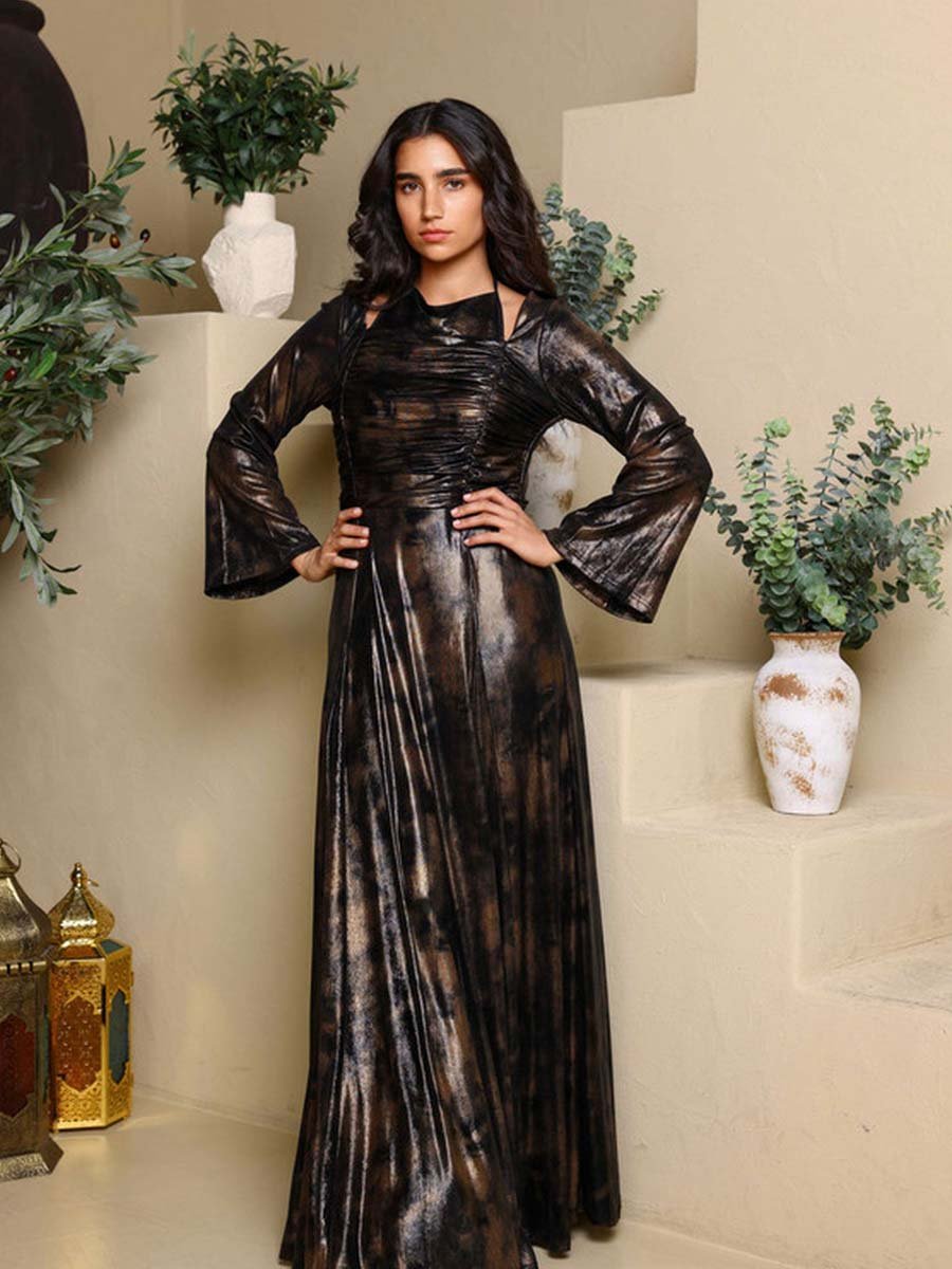 Elara Tie-Dye Print Bell Sleeves Jalabiya