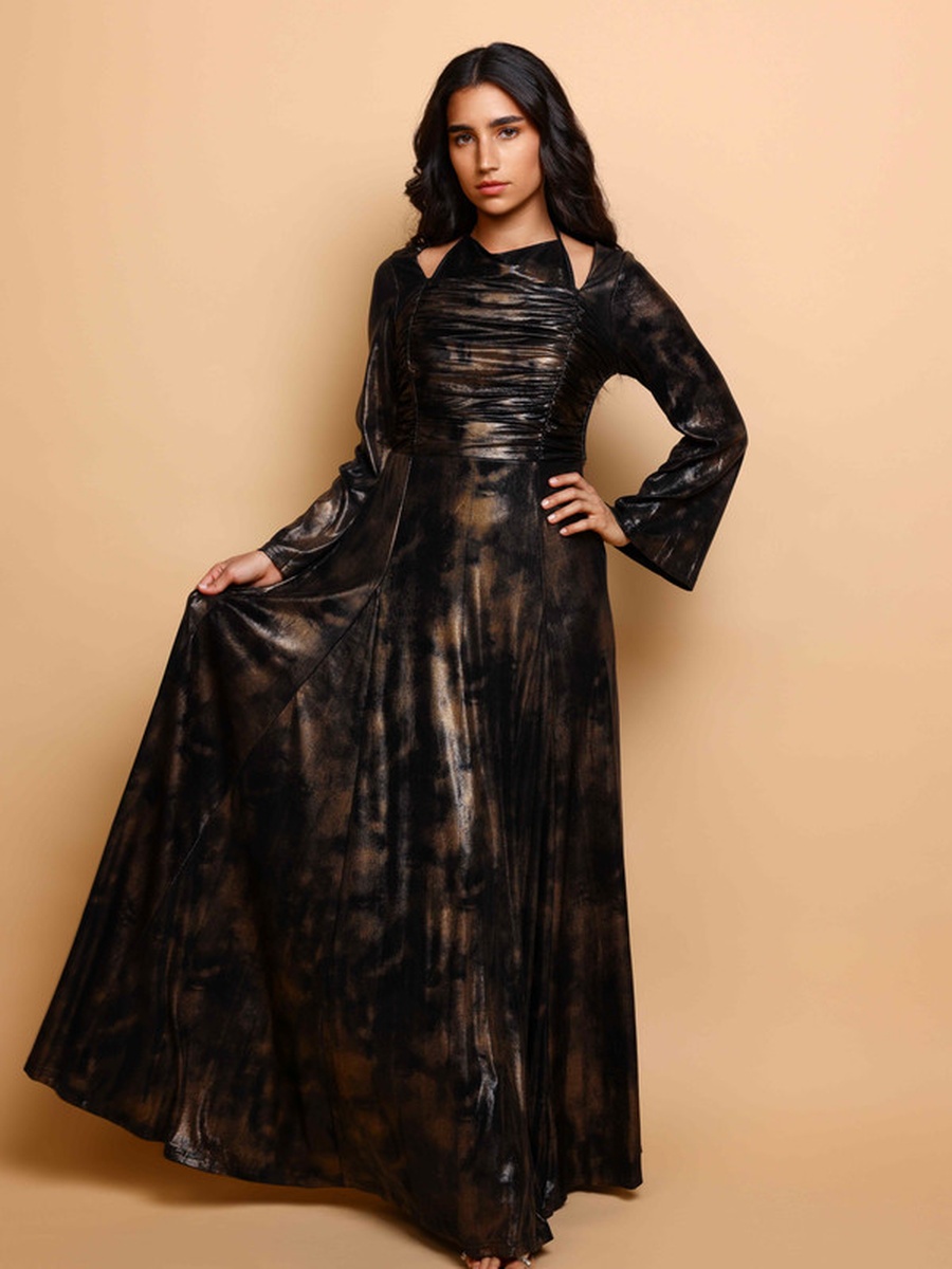 Elara Tie-Dye Print Bell Sleeves Jalabiya