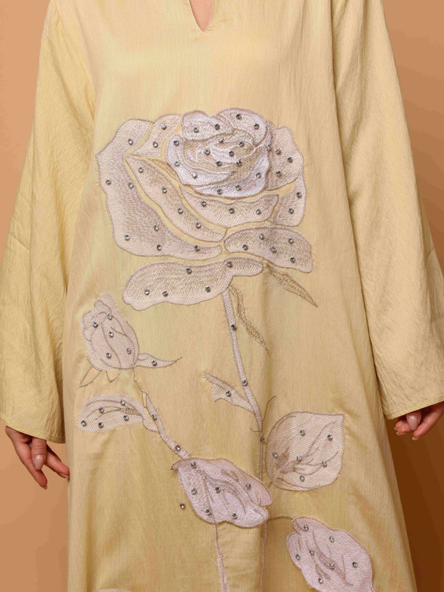 Afnan Embroidered Jalabiya with Stud Decor