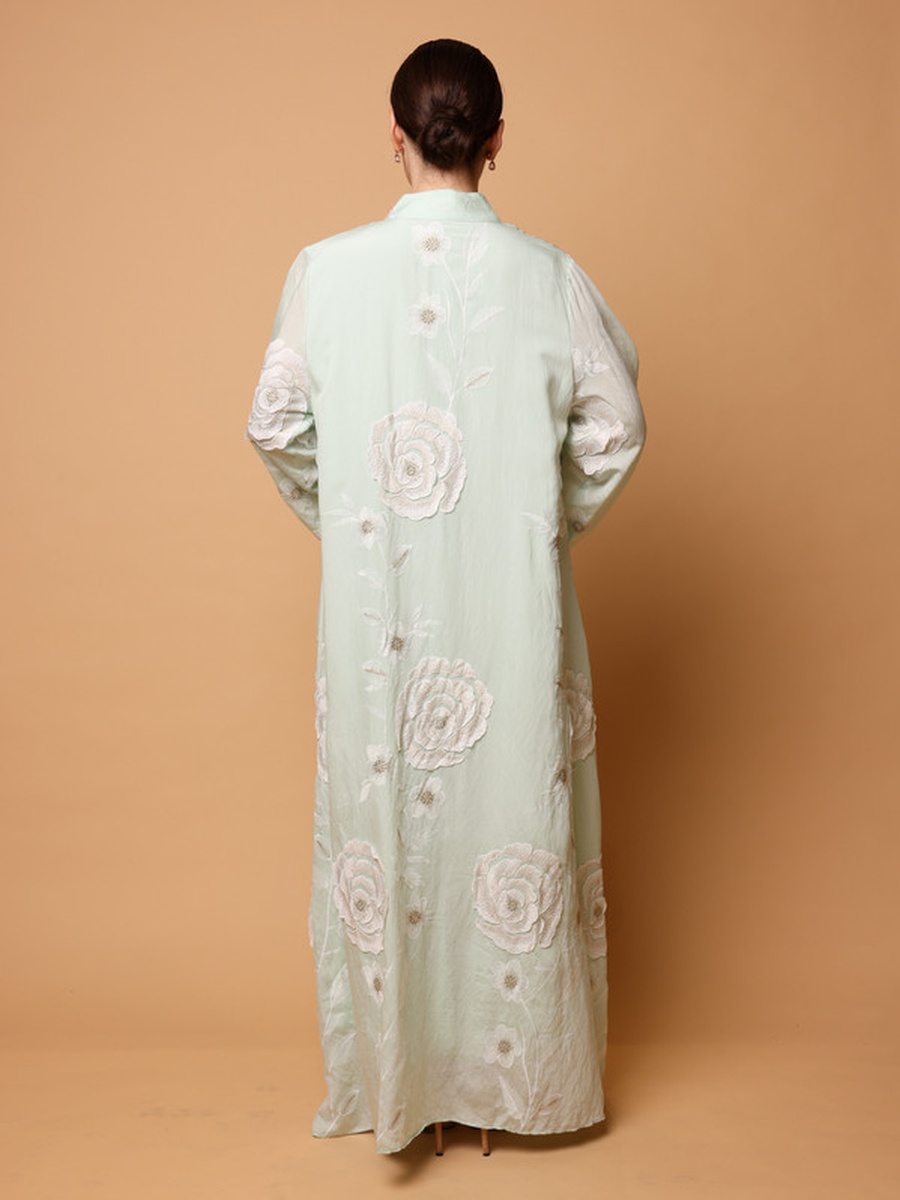 Saja Flower Applique Studded Jalabiya