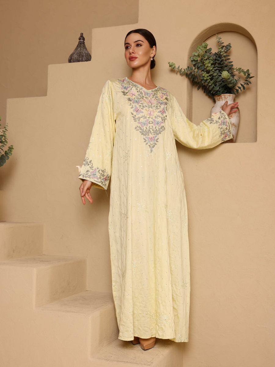 Lulwa Butterfly Applique Embroidered Jalabiya