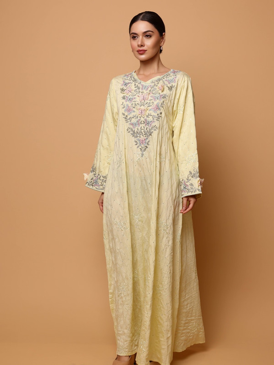 Lulwa Butterfly Applique Embroidered Jalabiya