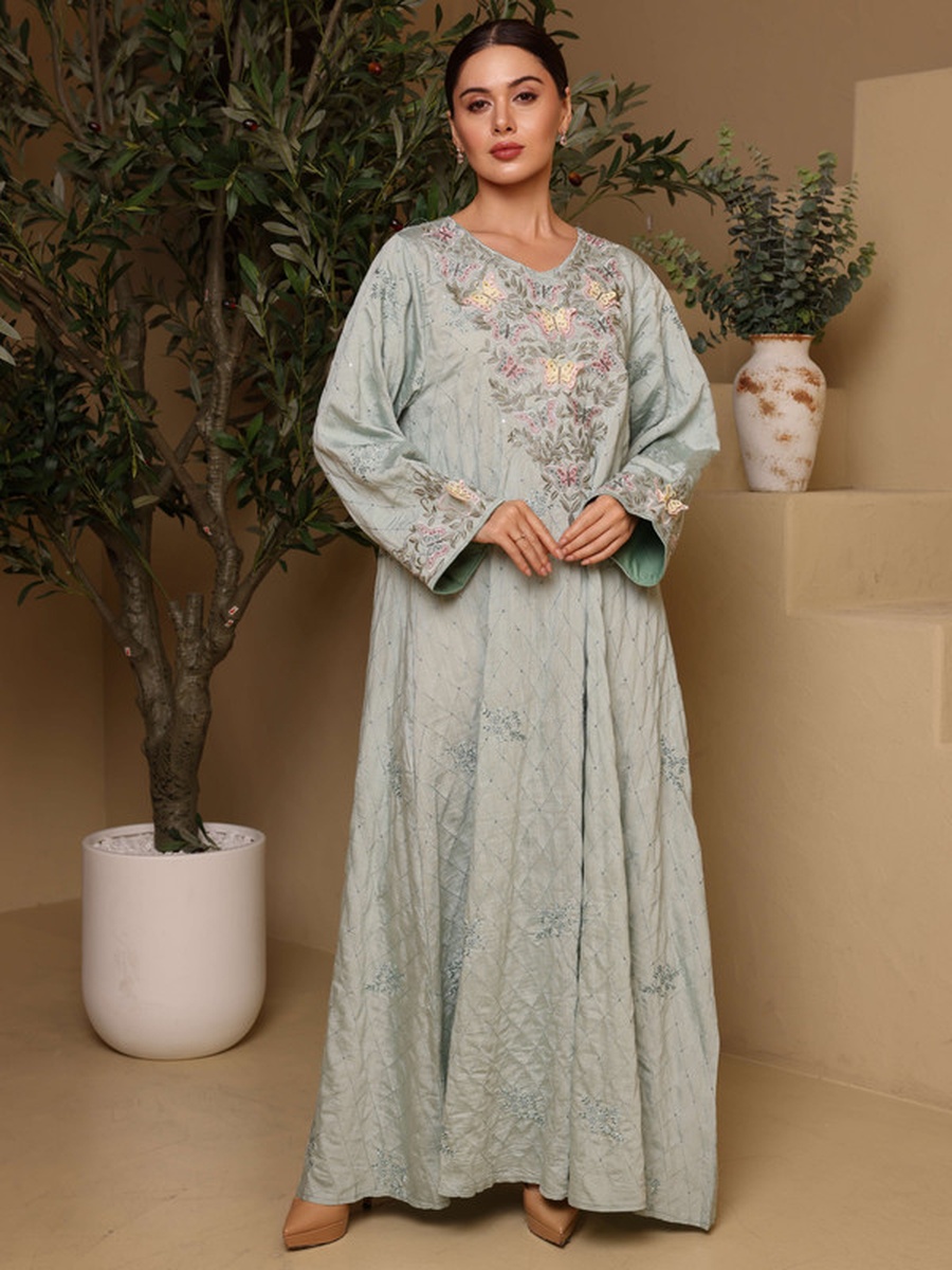 Lulwa Butterfly Applique Embroidered Jalabiya